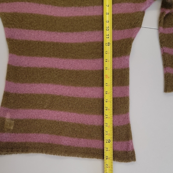 LOFT Olive and Lavender Mohair Blend Striped Sweater - Picture 10 of 11